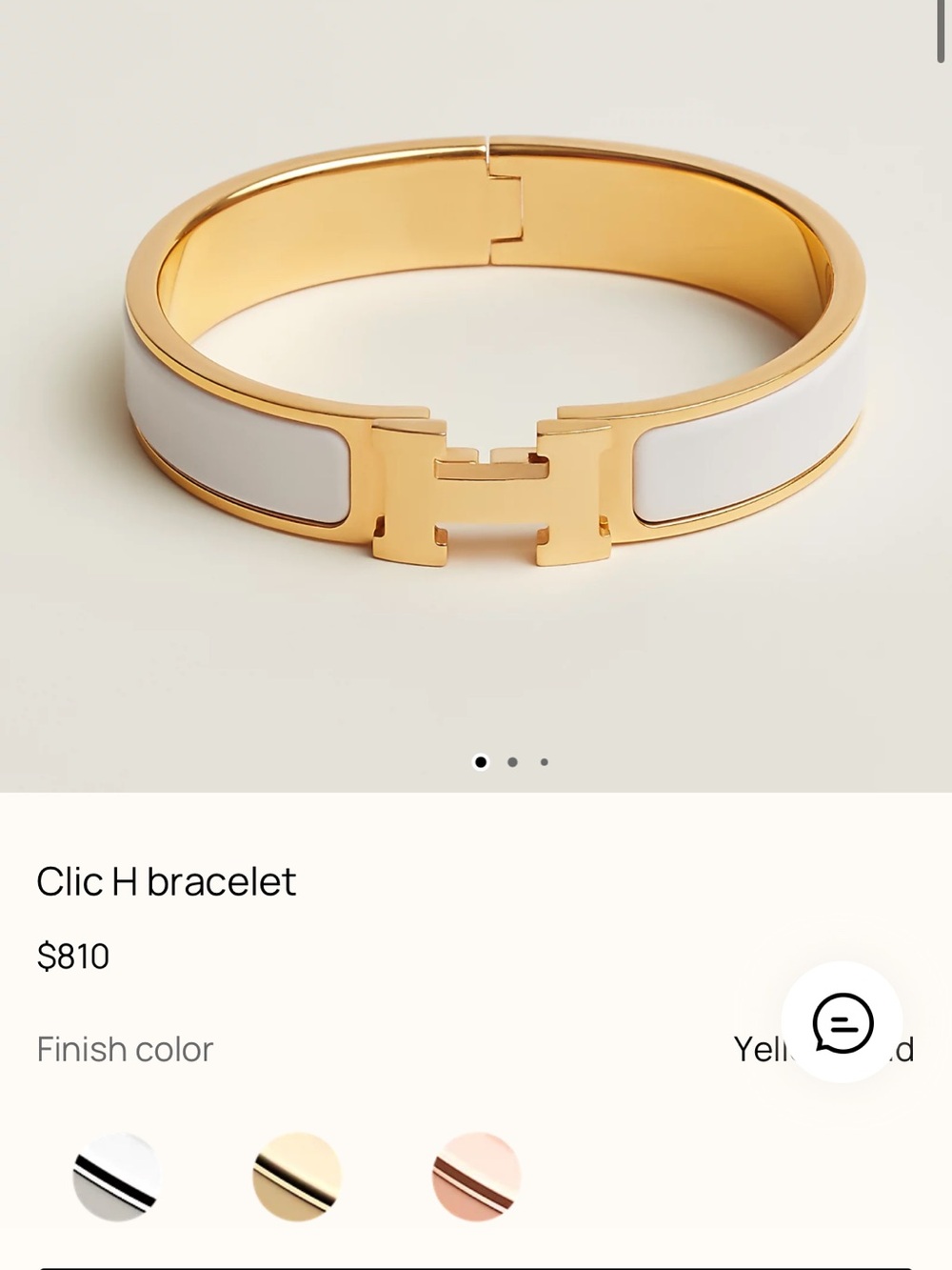 Hermes Clic H Bracelet in White and Gold